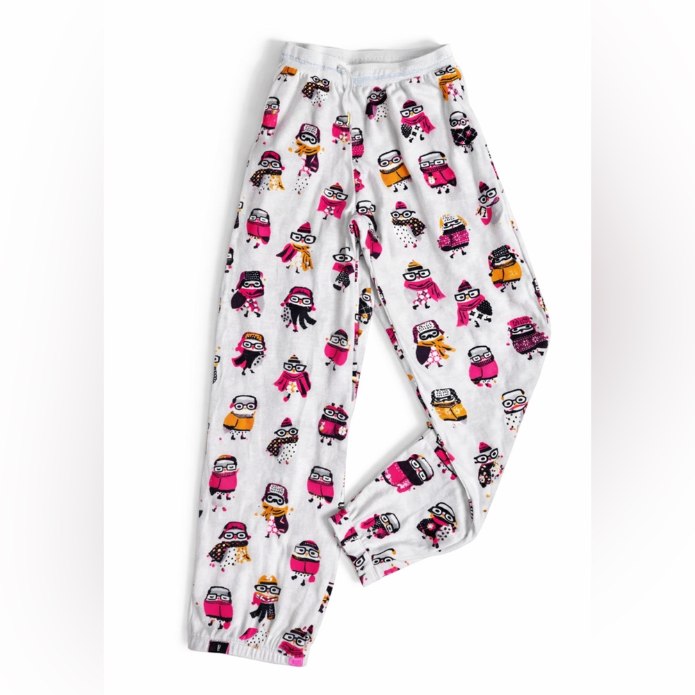 Thermal Pajama Pants Holiday Owl Print Cozy Lounge Pants Size M